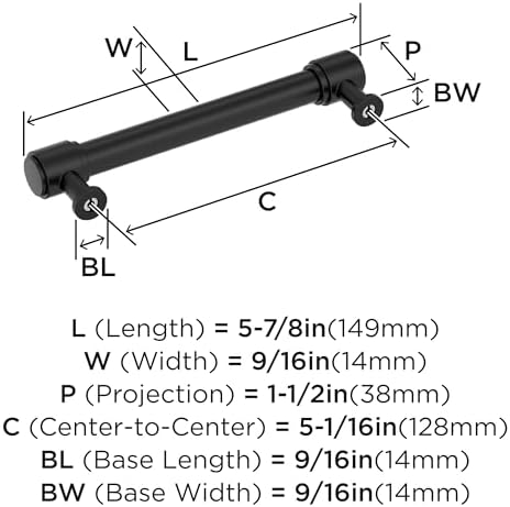 Amerock 5-1/16" Faircrest Matte Black Drawer Pull