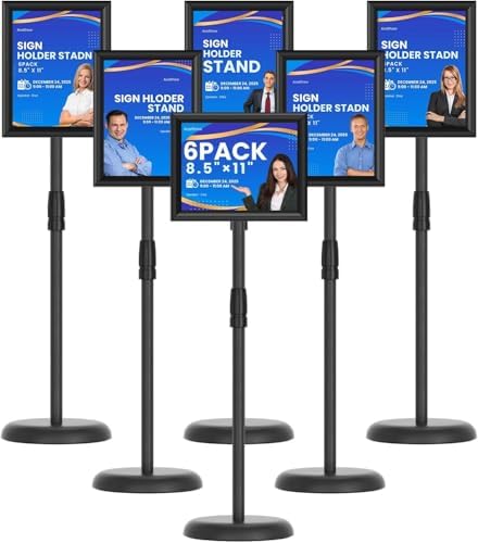 8.5x11 Sign Stands for Display, Adjustable Sign Holder Black 7-Pack