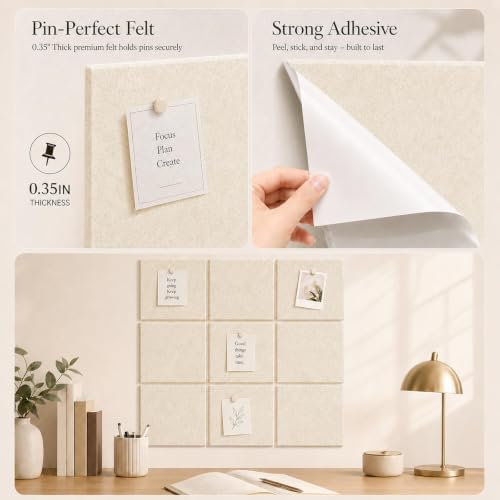 Felt Bulletin Board Tiles, Cork Board Alternative, 48 x 36 in