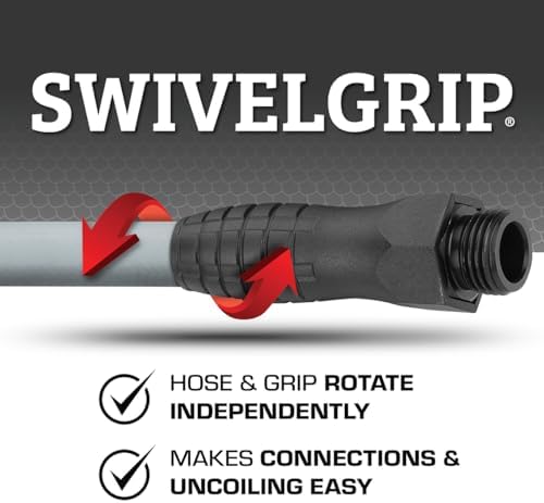 Flexzilla Colors SwivelGrip Garden Hose 5/8 in. x 100 ft., Lightweight All-Weather Water Hose, Durable and Flexible, Leak-Free Connections, Slate Grey