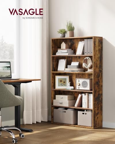 VASAGLE 5-Tier Bookshelf, Storage Organizer, 9.4 x 31.5 x 52.5 Inches