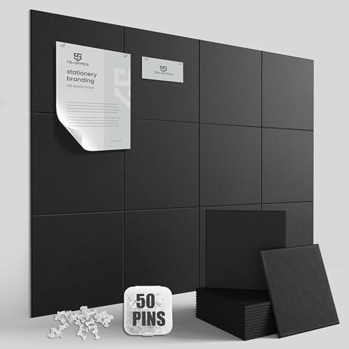 48"x36" Felt Corkboard Bulletin Board,TSJ OFFICE,12 Pack for Wall,Black