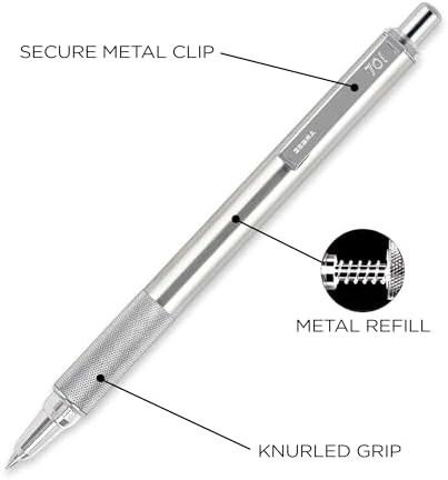 Zebra Pen STEEL F-701 Retractable Ballpoint Pen, Black Ink, 0.8mm, 3-Pack