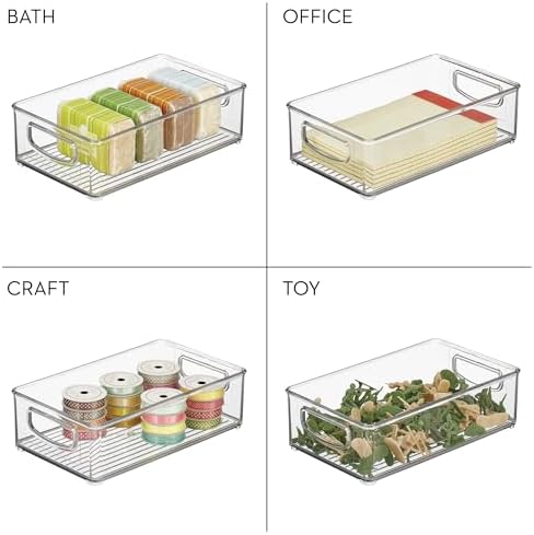 iDesign Stackable Pantry Bin with Handles, Set of 4, Clear