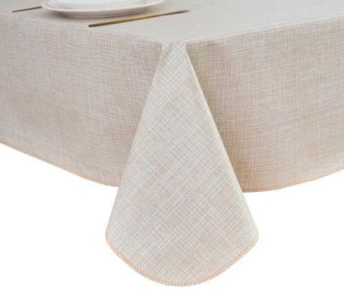LIBERECOO Heavy Duty Vinyl Tablecloth with Flannel Backing Waterproof Oil-Proof Plastic Table Cloth Stain-Resistant Wipeable Rectangle or Square Table Cover for Indoor and Outdoor 54 x 54 Inch