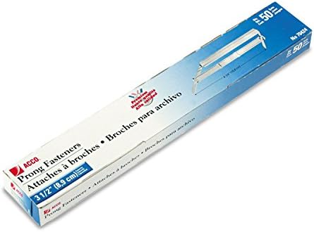 ACCO Premium Two-Piece Paper Fasteners, 3-1/2" Capacity, 4-1/4" Ctr-To-Ctr, 50/Box
