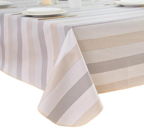 LIBERECOO Heavy Duty Vinyl Tablecloth with Flannel Backing Waterproof Oil-Proof Plastic Table Cloth Stain-Resistant Wipeable Rectangle or Square Table Cover for Indoor and Outdoor 60 x 84 Inch