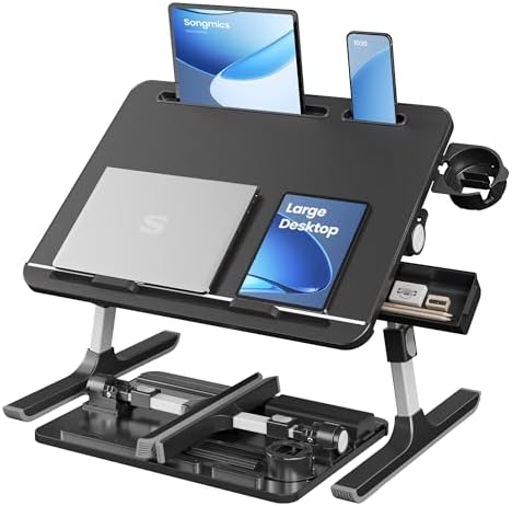 SONGMICS Bed Laptop Desk, Foldable, Adjustable Height, 15.7 x 22 Inches