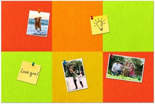 Square Felt Cork Bulletin Board Tiles, Self Adhesive DIY Felt Pin Board for Wall 30" x 20" with 35 Pushpins for Office School Home Wall Decor Stickers Memos Photos Display (Gradual Orange)