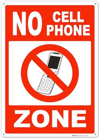 Brimar No Cell Phone Zone Sign, 10" X 14" Polyethylene Plastic, Made in USA