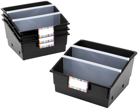 Really Good Stuff Black Picture Book Classroom Library Bins, 4 Pack