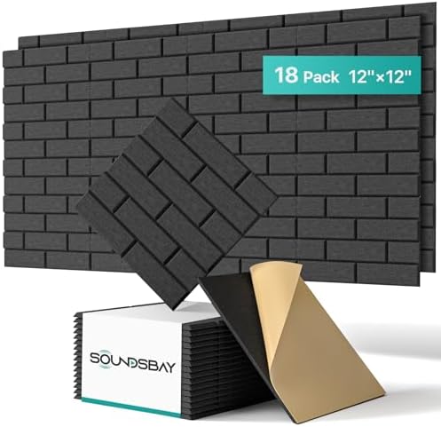 Soundsbay 18-Pack Brick Acoustic Panels, Self-Adhesive, 12"X12"