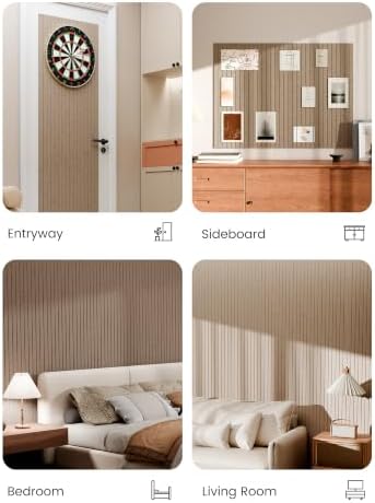 Bumusty 48"x 36" Large Felt Bulletin Board Tiles, Taupe