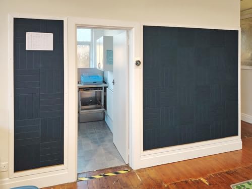 Felt Bulletin Board Tiles | Modern Cork Board Alternative | Large Cork Boards for Walls | Aesthetic Felt Wall Panels for Office & Home Decor | Pinboard & Photo Board (12-Pack) | Denim Blue