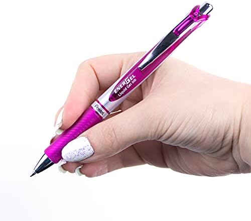 Pentel EnerGel RTX Retractable Liquid Gel Ink Pen, (0.7mm) Medium line, Magenta Ink, Box of 12 Pens (BL77-V4)