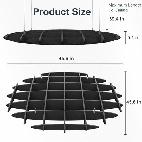 Acoustic Ceiling Panels Sound Absorbing Panels, Hexagon Black