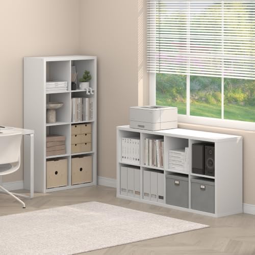 Furinno Cubicle Book Shelf Set of 2, 8-Cube Bookshelf, White