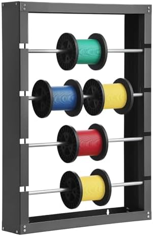 VEVOR Wire Spool Rack, 4 Adjustable Rods, Cold-Rolled Steel Wire Spool Holder Wall Mounted for Multi-Spools, Wiring Storage, 150 lbs Capacity Cable Dispenser, for Electrical Industrial Retail Use