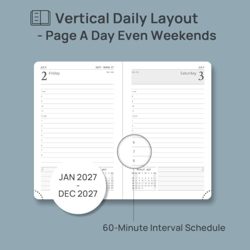 POPRUN 2027 Pocket Daily Planner One Page Per Day, 4.25"x6.25",Day Planner
