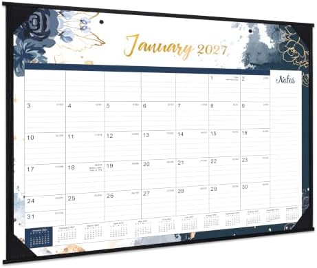 2027 Desk Calendar, Large Desktop Calendar from January - December 2027 | 22" x 17", Desk Pad Calendar, Monthly Desk Wall Planner, Ruled Blocks, Corner Protectors, Schedule Calendar for Home, Office
