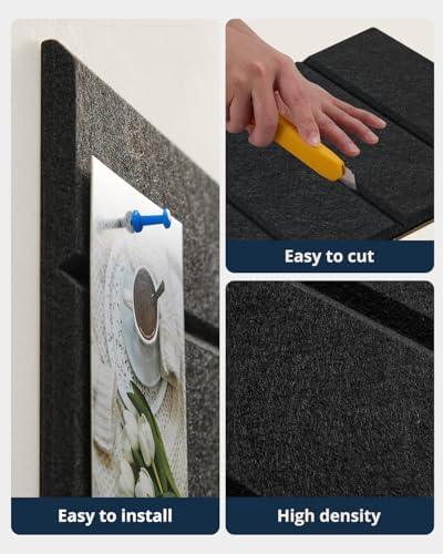 Cork Board, 48"x36" Felt Bulletin Board with Self Adhesive Black