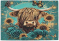 ALAZA Highland Cow Butterfly Rose 1 PC Placemats Rectangle Table Mat for Dining Table Restaurant Kitchen Home Decor, 12" x 18"