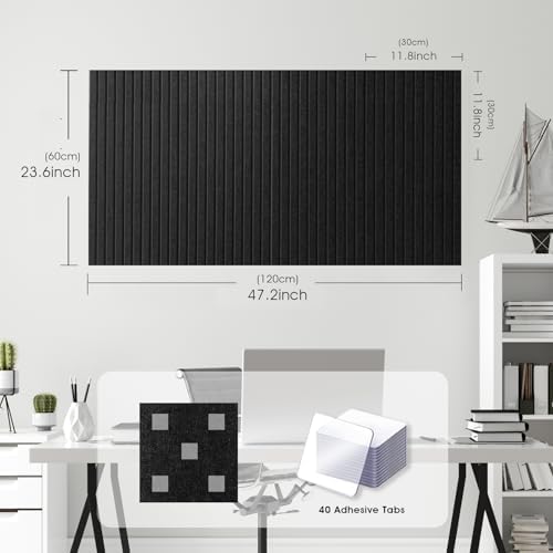 Large Felt Bulletin Board 48" x 24", Black