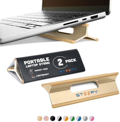 Steepy Portable Laptop Stand for Desk Adjustable Height, 13-17 Inch Devices