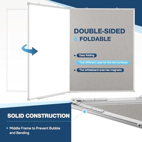 Large White Board Dry Erase Foldable Bulletin Board Combo 48x36 for Wall