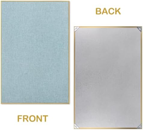 SELEAD Linen Bulletin Board 30” x 20” - Golden Aluminum Frame, Teal Fabric