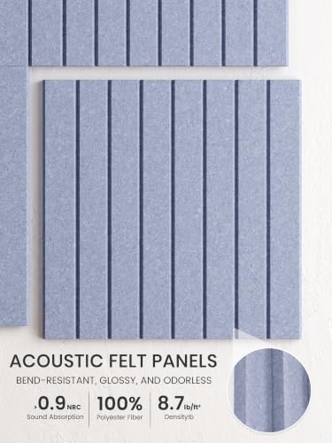 Bumusty 36"x 24" Large Felt Bulletin Board Tiles,Soft Periwinkle
