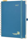 POPRUN 2027 Planner Daily Weekly and Monthly Calendar with Hourly Schedule, Monthly Tabs(Large Size 10'' x 8'' Wire-Bound Hard Cover) - Agenda 2027 (Jan.2027-Dec.2027) - Night Sky Navy Blue