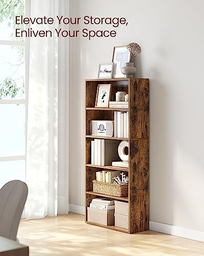 VASAGLE Set of 2 5-Tier Bookshelves, 23.6 Inches Wide