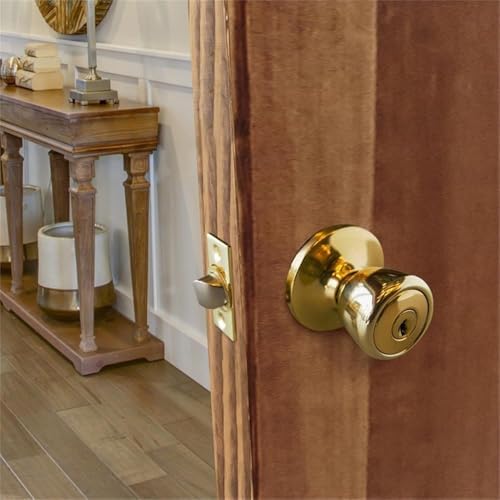 Design House Terrace Keyed Entry Door Knob, Polished Brass
