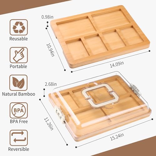 CAWIU Portable Charcuterie Board with Lid, Travel Cheese Board & Snack Tray