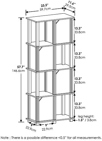 Furinno 19211GYWBK Brahms Storage Shelf, 5-Tier, French Oak Grey/Black