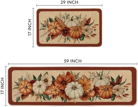 Artoid Mode Corn Flower Pumpkin Fall Kitchen Mats Set of 2-17x29+17x59