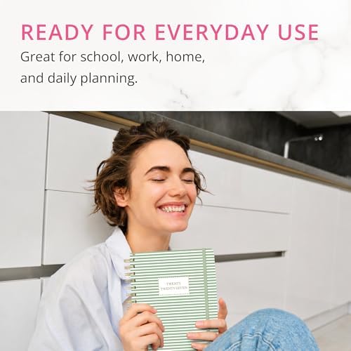 Graphique Stripes 18 Month Planner, July 2026 – Dec. 2027, Hardbound Spiral Planner with Monthly Tabs, Holidays & Reminder Stickers, 6” x 8”