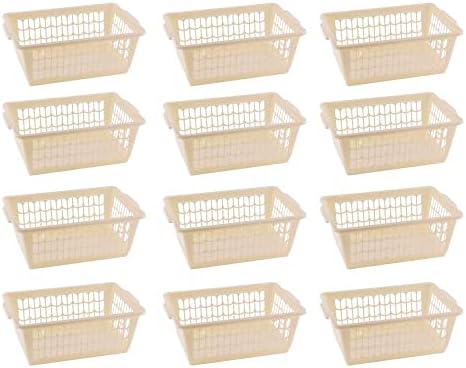 YBM HOME Plastic Perforated Storage Basket Bin Office Drawer, Shelf Desktop Countertop Tray Organizer 32-1188 (12, Beige)