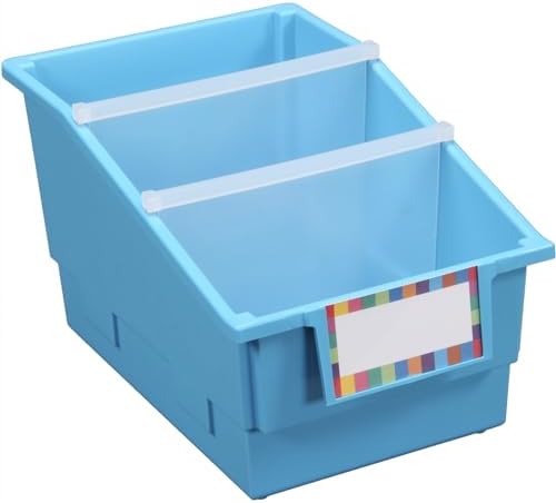 Really Good Stuff Neon Blue Chapter Book Library Bins with Dividers