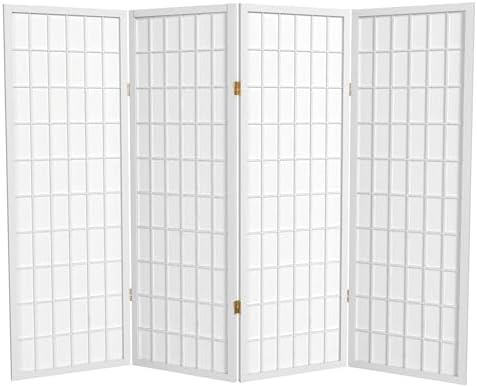 4 ft. Short Window Pane Shoji Screen - White - 4 Panels
