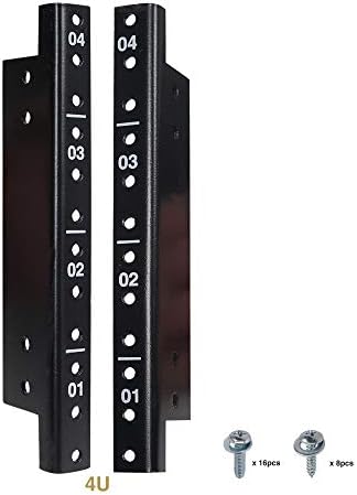 Sound Town 2-Pack 4U Steel Rack Rails, with Black Powder Coated Finish and Screws (ST-RR-04U)