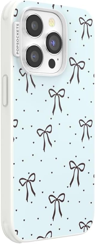 PopSockets iPhone 14 Pro Phone Case with MagSafe- Tiny Bows | Magnetic, Wireless Charging, Camera & Drop Protection, Bow, Phone, Women