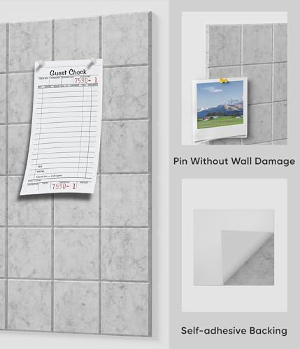 Large Cork Board for Walls 36" x 24", 6 Pack Felt Wall Tiles with Push Pins for Office Home, Pin Board Bulletin Board for Photo Pictures, Heather Gray