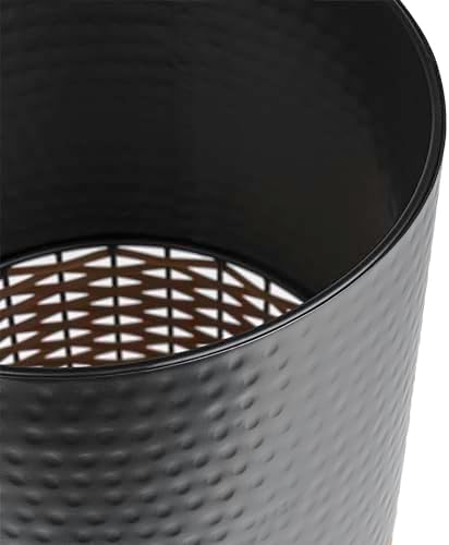 happimess Asher 4.13 Gal Faux Wicker Cylinder Waste Basket, Black/Natural