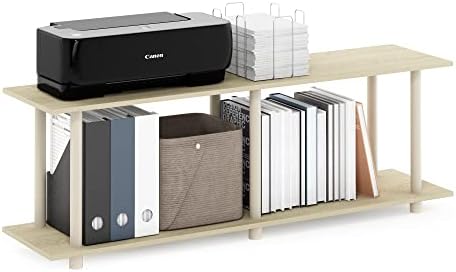 Furinno Turn-N-Tube No Tools Modern Rectangle Side Table, Bauhaus Oak/Beige | Rectangular Book Shelf, Open Frame Storage Shelves, for Organization, Living Room, Home Office
