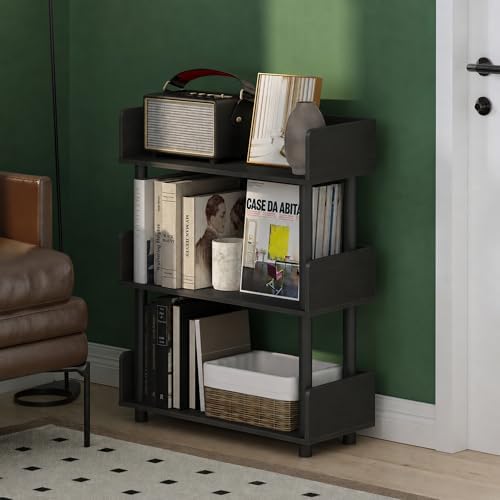 Furinno Turn-N-Tube 4-Tier Black Storage Shelves with Side Panels, Book Shelf, Display Shelf, for Organization and Storage, Living Room, Home Office, Black Espresso