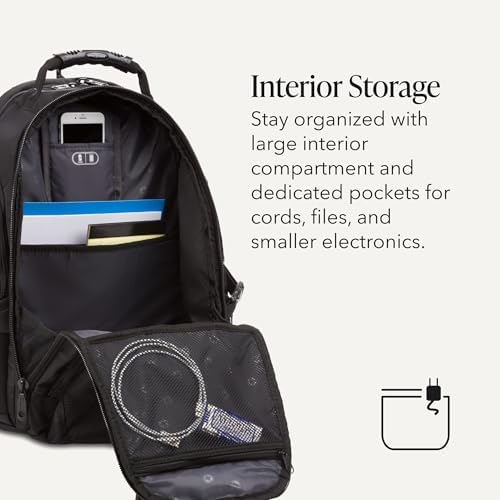 SWISSGEAR 1900 ScanSmart Laptop Backpack, Fits Most 17-Inch Laptops, TSA-Friendly Lay-Flat Design, RFID Protection, and Tablet Pocket, Black, 31L, 18.5-Inch
