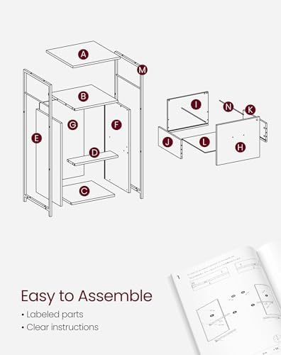 VASAGLE 2-Drawer File Cabinet with Lock, Open Shelf, Printer Stand