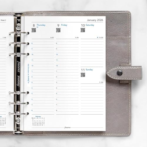 Filofax Calendar Diary Refill, A5 Size, Week-to-View with Appointments, Vertical, Multi-Fit, White Paper, English, 2026 (C68521M-26)